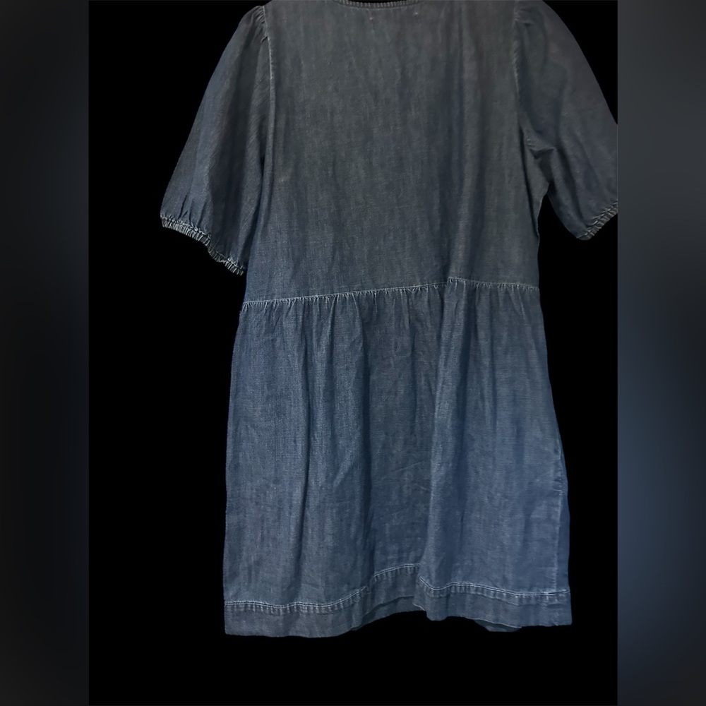 LOFT Denim Blue Tie-Front Short Sleeve Dress - Picture 3 of 5